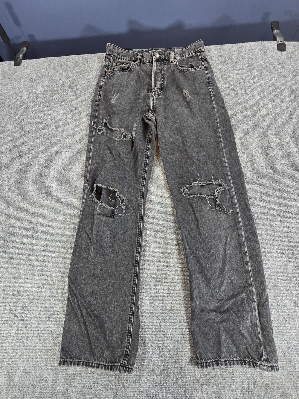 Aeropostale Baggy Jeans Womens Size 2 Black Distressed Wide Leg 90s Y2K Grunge
